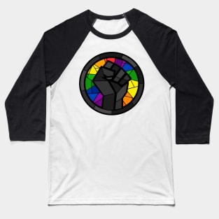 BLM Stained Glass Fist (Gay) Baseball T-Shirt